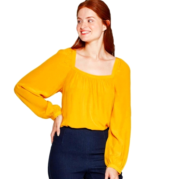 a new day Tops - NWT A New Day Women's Regular Fit Long Sleeve Square Neck Summer Wheat Crepe Top